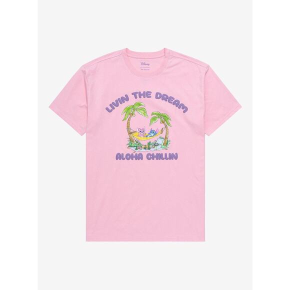 DISNEY X OUR UNIVERSE Pink Stitch Graphic Short Sleeve T-Shirt - Picture 1 of 5